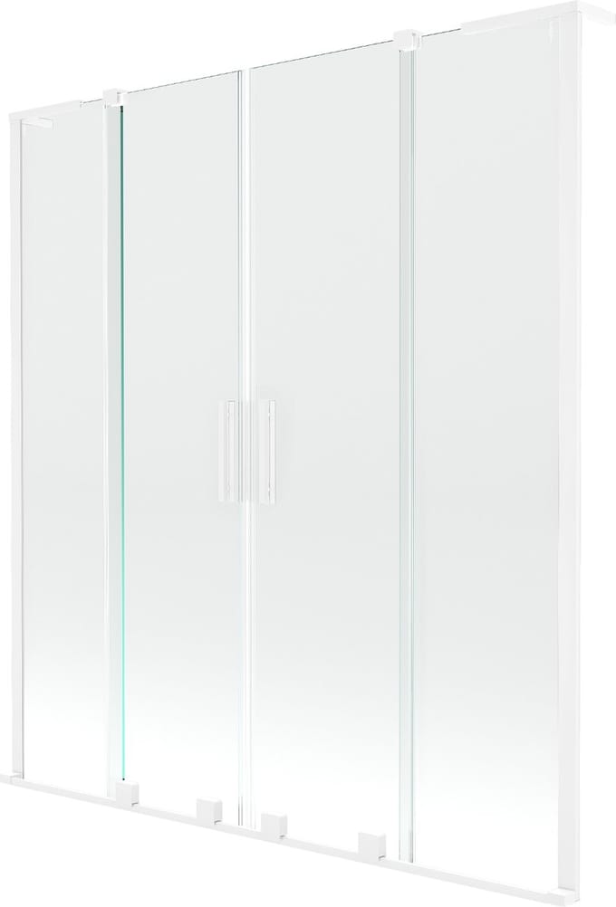 Mexen Velar L Duo badwand 2-delig uitschuifbaar 150 x 150 , transparant, wit - 896-150-003-02-20
