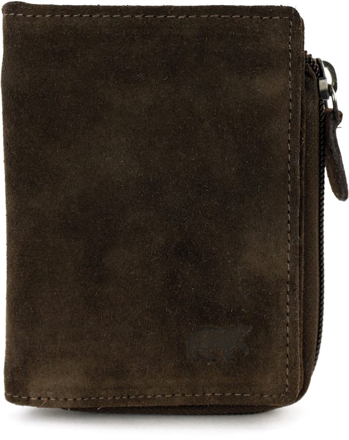 Bear Design Gungun Suede Leren Ritsportemonnee - Bruin