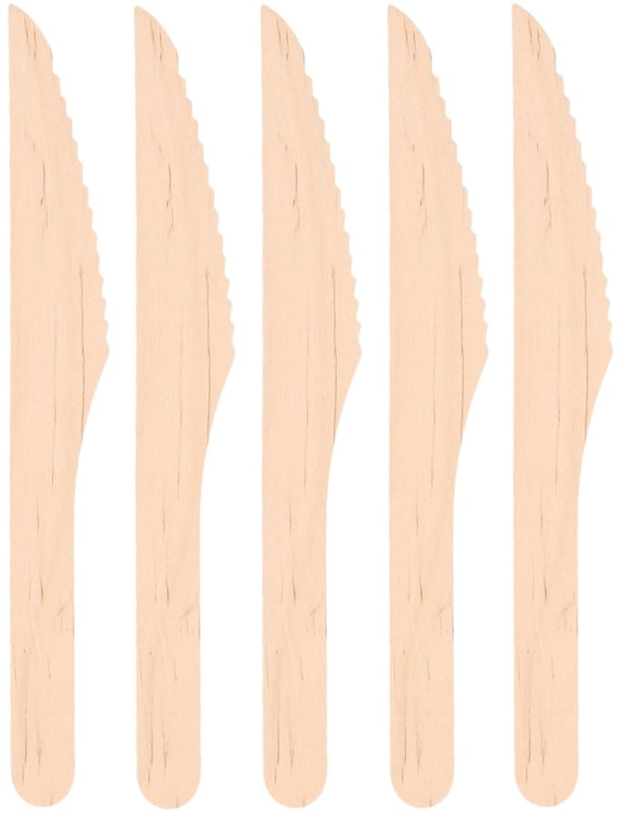 Wegwerp messen - 100x stuks - hout - wegwerpbestek - BBQ/verjaardag/picknick