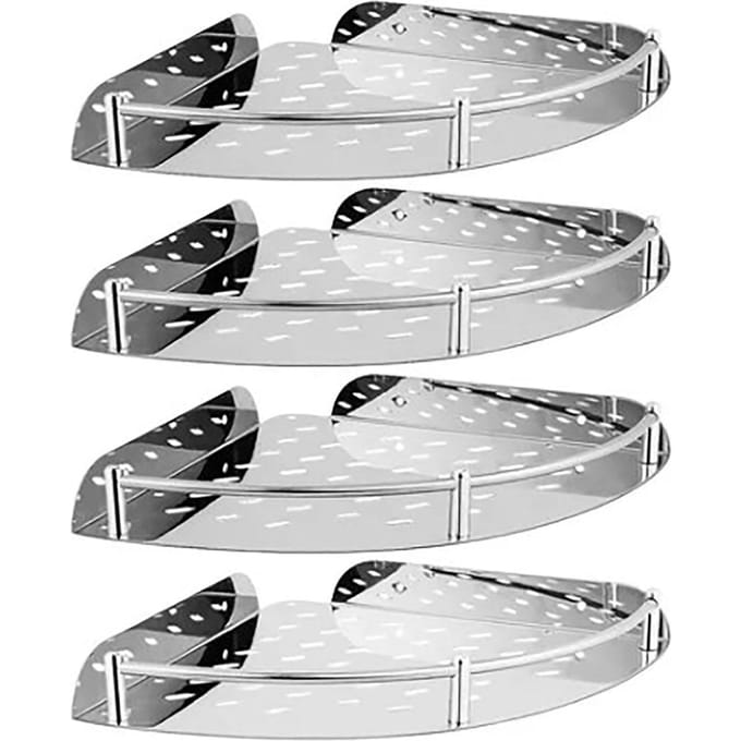4 Stuks Hoekdoucheplank RVS Sterk Draagvermogen Ruimtebesparend Wandmontage Badkamer white