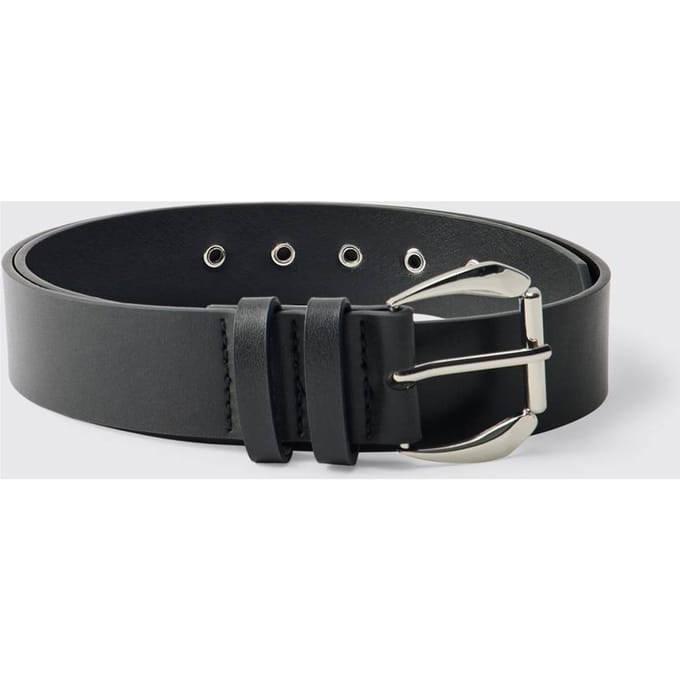 PU Zwarte Riem Met Zilveren Gesp | Black | Size Large