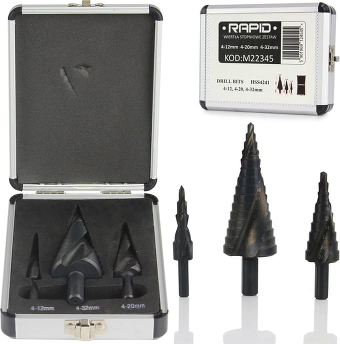 Stappenboor set 4-12, 4-20, 4-32 mm HSS 4241 - Trappenboor - Spiraalboor set