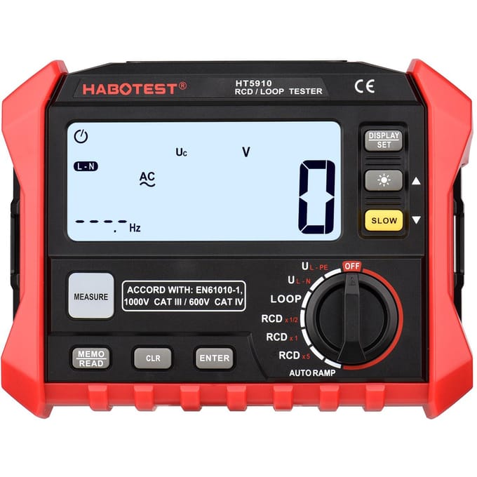 HABOTEST HT5910 4,7-inch LCD digitale weerstandsmeter Lekkageschakelaartester RCD/looptester 1000