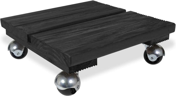 Houten plantenroller met wielen vierkant 30x30 cm Antraciet