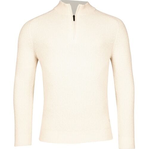 Thomas Maine Trui Half Zip Vintage Texture Knit Ecru / male