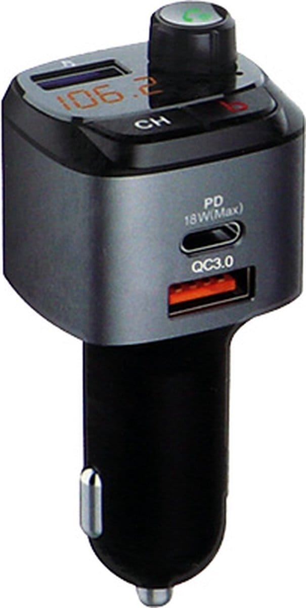 Eisenz EZ176 Autolader USB‑C - Geschikt voor Quick Charge, USB Power Delivery 3.0 en FM‑transmitter