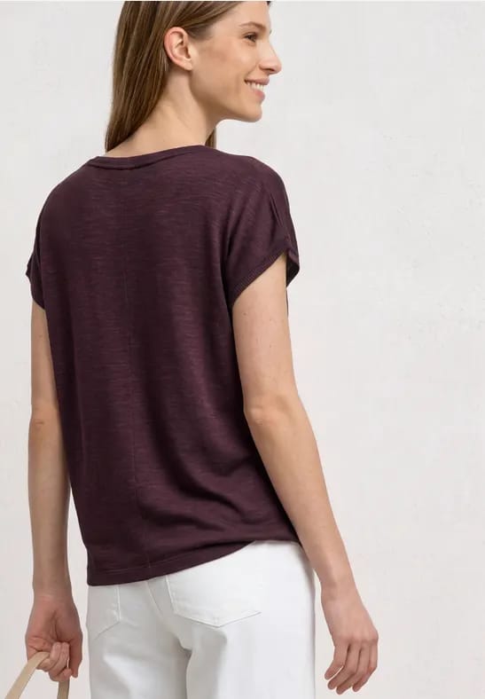 Shirt met ronde hals en losse schouders