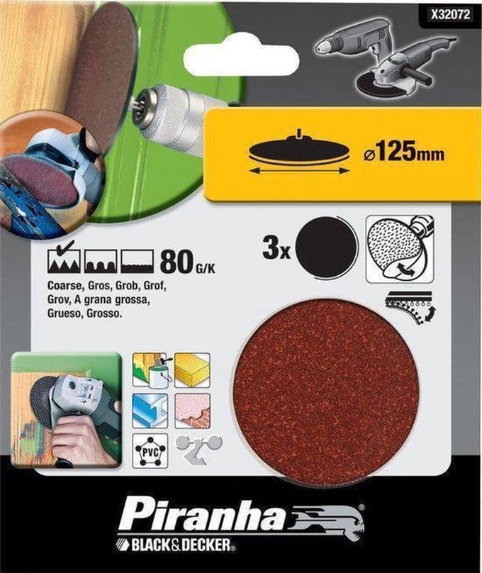 Piranha Schuurschijf  125 mm zelfhechtend 80K 3stuks X32072