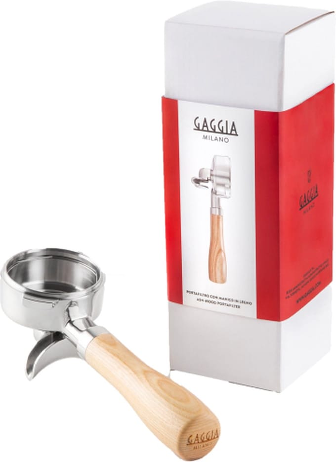 Gaggia pistonmachine van roestvrij staal met essenhouten handvat 58mm