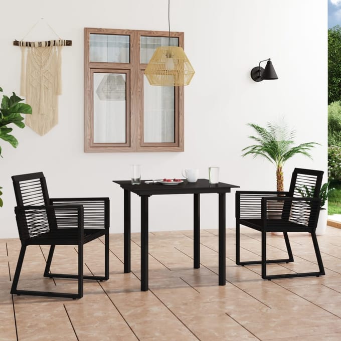 vidaXL - 3-delige - Tuinset - PVC-rattan - zwart