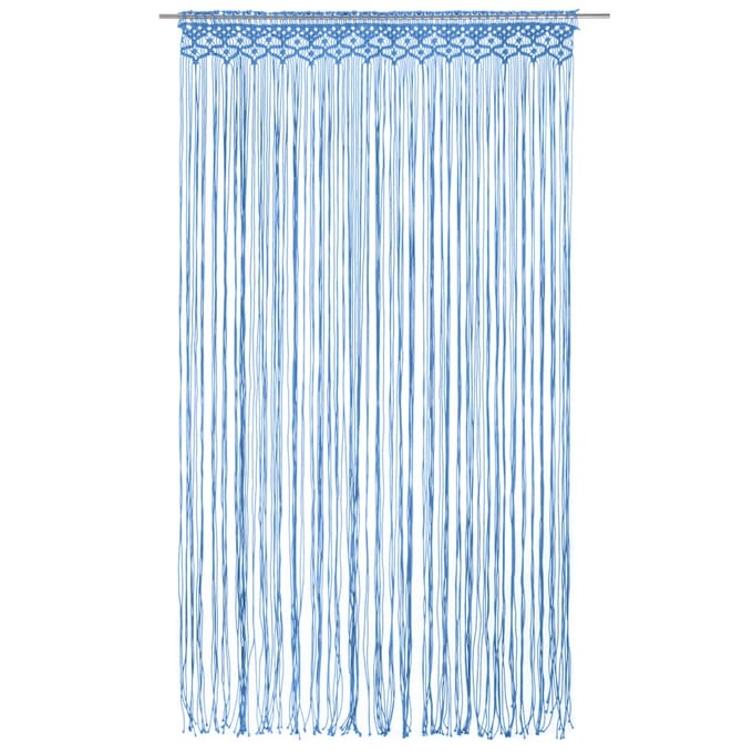 vidaXL - Gordijn - macramé - 140x240 - cm - katoen - blauw