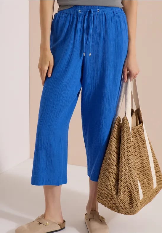 3/4-broek met Wide Leg pijpen van mousseline