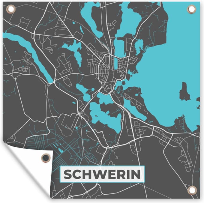Tuindoek Stadskaart – Schwerin – Duitsland – Plattegrond – Kaart - 100x100 cm