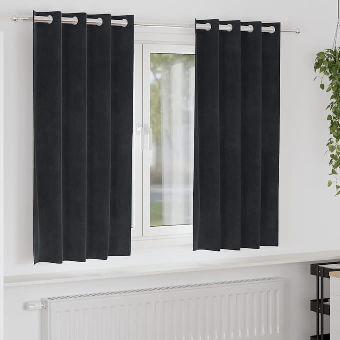 vidaXL - Gordijnen - 2 - st - Zwart - 140 - x - 175 - cm - fluweel