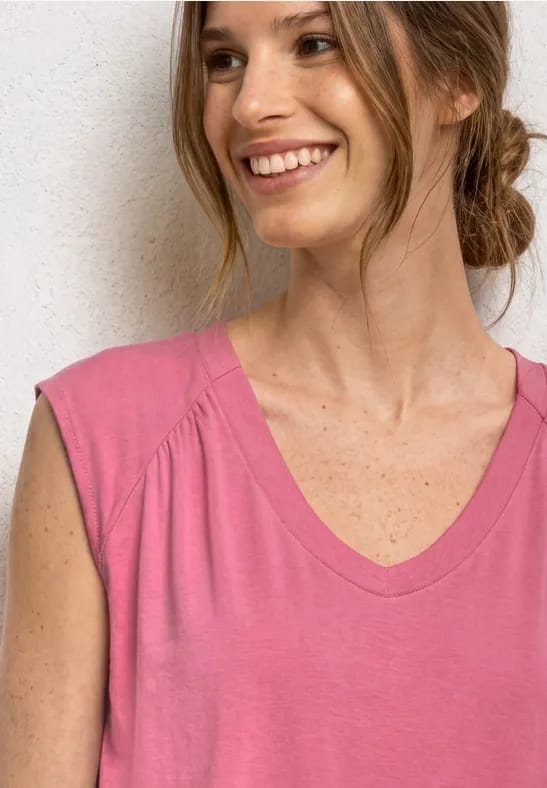 Shirt met afhangende schouders en elastische zoom