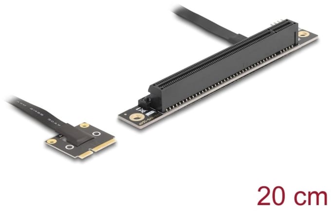 Delock Adapter Mini PCIe male to PCIe 3.0 x16 slot 90° angled with cable 20 cm