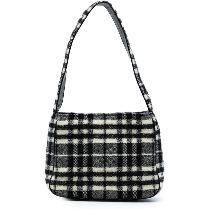 Tweed Vlinder Wollen Schoudertas met Vintage Motief