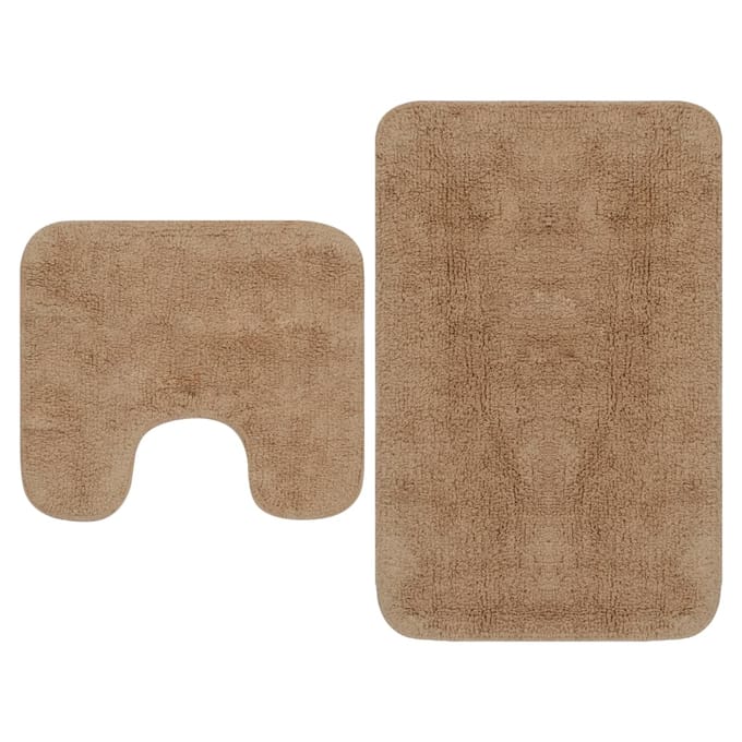 vidaXL - Badmattenset - stof - beige - 2-delig