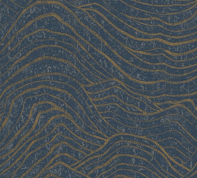 HEUVELACHTIG BEHANG | Sierlijk - Donkerblauw Goud - A.S. Création Jade 2