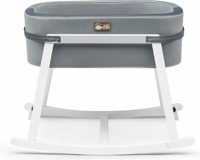 Asir Wieg - grijs/wit - 90 x 70 x 58 cm - Inclusief matras