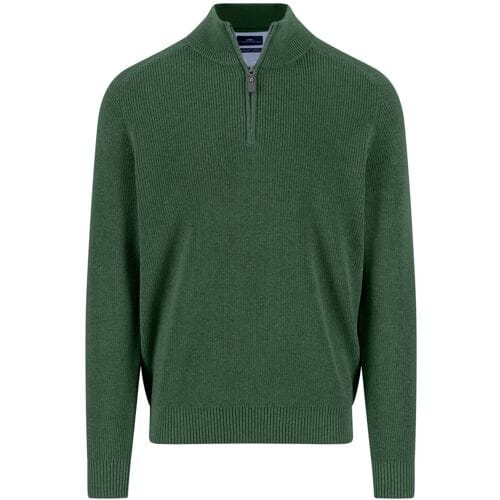 Fynch-Hatton Trui Troyer Zip Structure Supersoft Cotton Dark Leaf / male