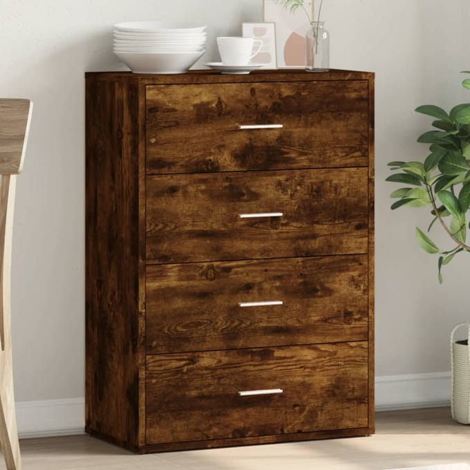 vidaXL - Dressoir - 60x31x84 - cm - bewerkt - hout - gerookt - eikenkleurig