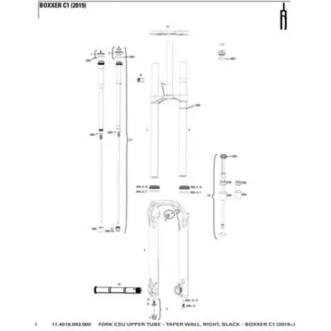 Vork Rockshox Plongeur Boxxer C1 2019+ Cote Droitnoir
