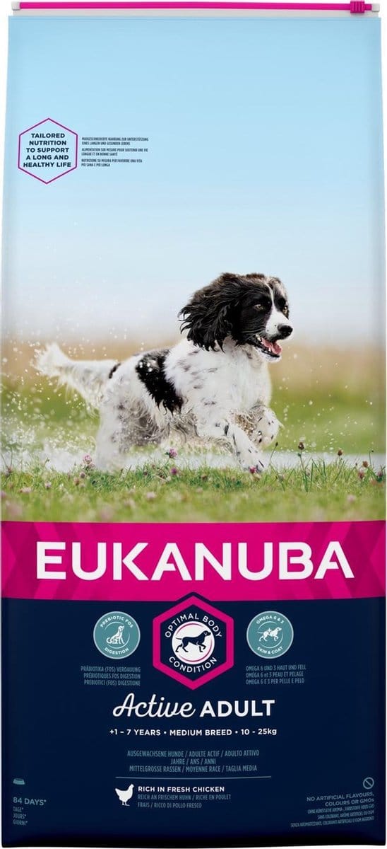 Eukanuba Active Adult Medium Breed Kip - Hondenvoer - 15 kg