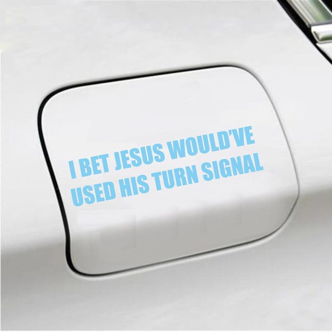Bumpersticker - I Bet Jesus - 3,5 X 14,8 - Licht Blauw