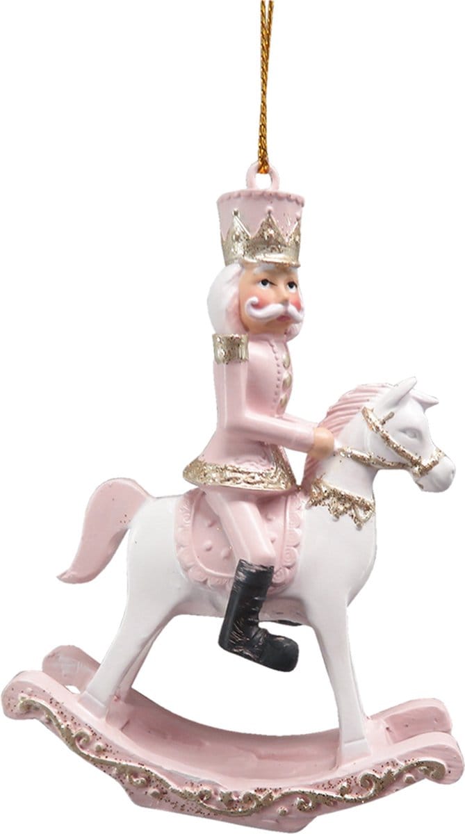 Clayre & Eef Kersthanger Hobbelpaard 9 cm Roze Kunststof