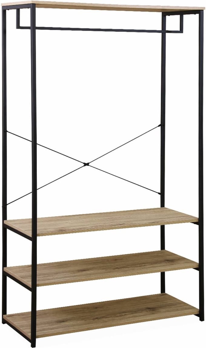 sweeek - Open kast metaal hangruimte en planken 100cm, kapstok - loft