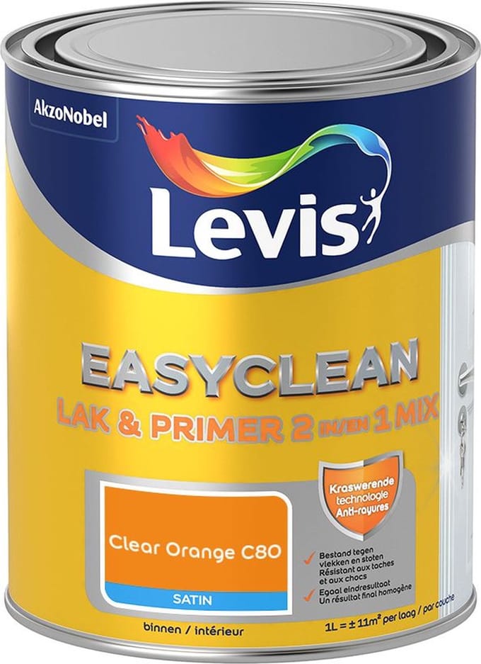 Levis - Easyclean Lak & Primer 2-In-1 Mix - Clear Orange C80 - Mengverf - 1 L