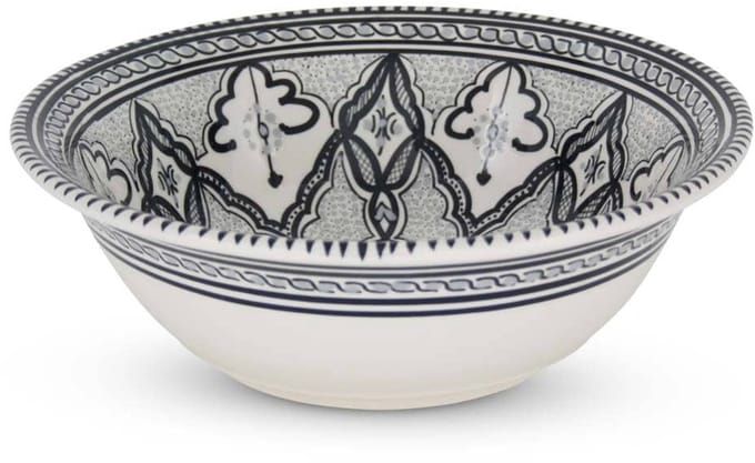 Safaary - Marokkaanse Kom Zwart-Wit-Ø 30 x 10cm