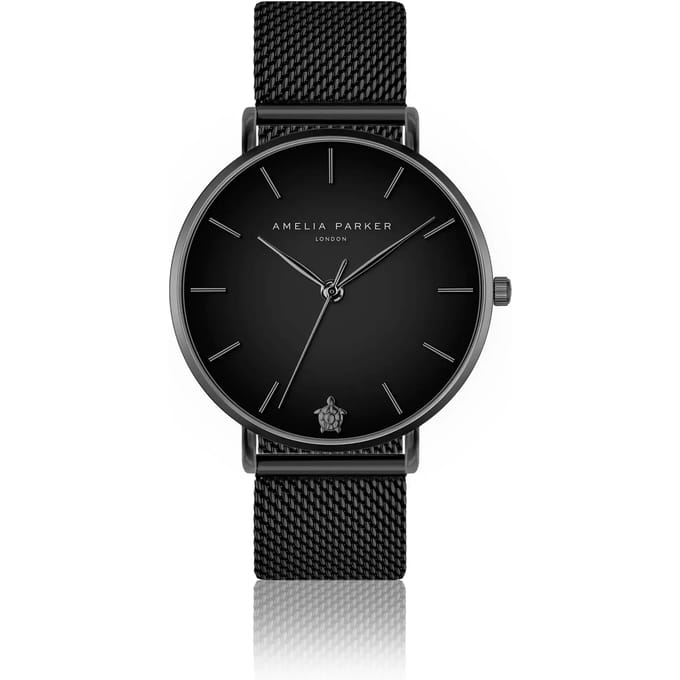 Dameshorloge Amelia Parker Jet Black Black Mesh