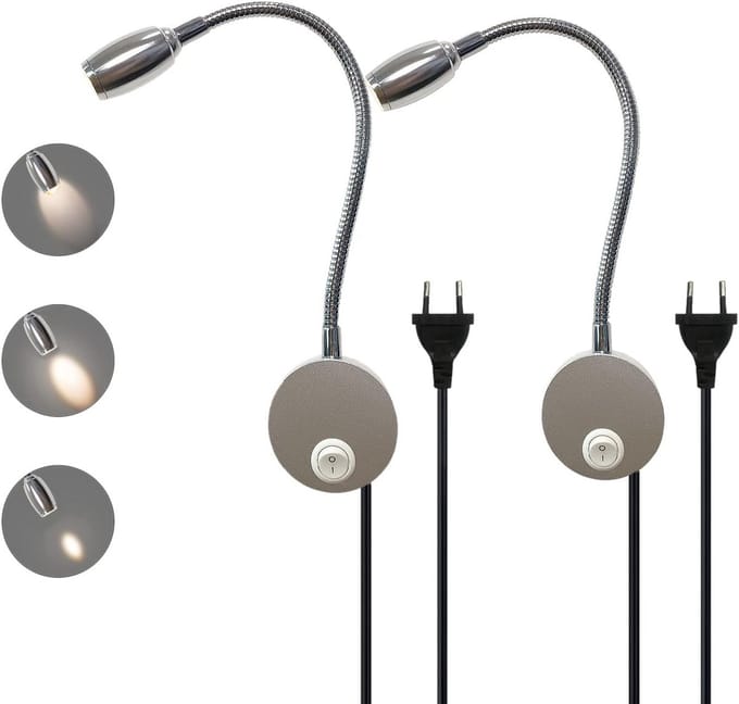 Flexibele Wandleeslamp met Instelbare Focus - 3W LED Bedlamp voor Slaapkamer