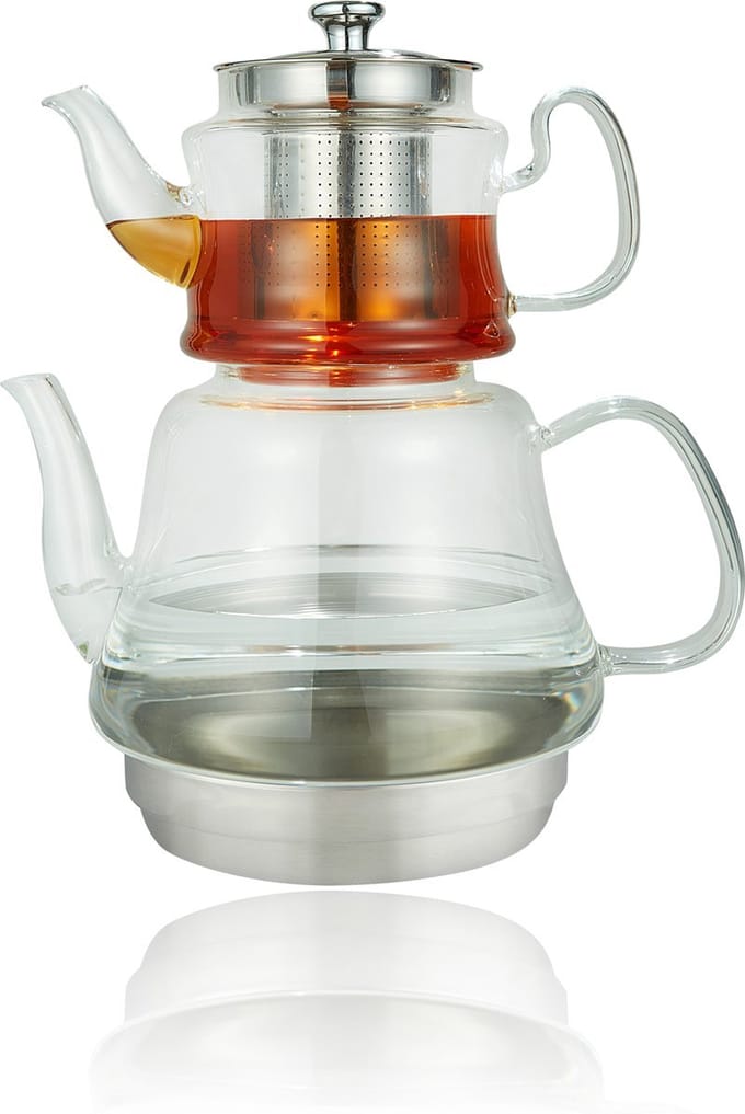 Kadirelli Berrak XL - Glazen Turkse Theepot - 0.60L / 1.8L - Inductie