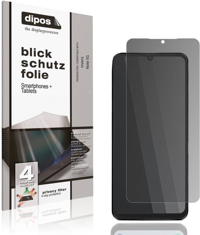 dipos – Matte Privacy Screenprotector geschikt voor invens Note 5G | Anti-Spy Beschermfolie