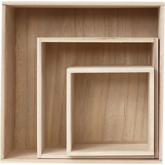 Creativ Company Storage Dozen square Hoogte 15x15+21.5x21.5+28x28 cm D. 12.5 cm 3 stuks/ 1 Set