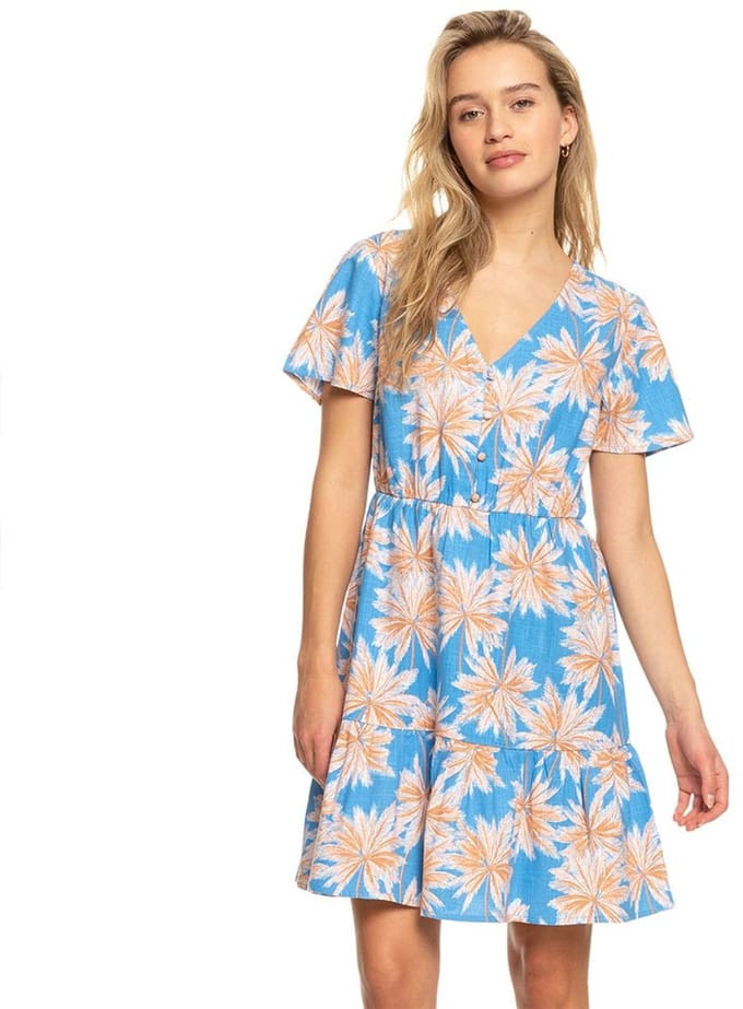 Roxy Bikini Party Korte Mouw Jurk Blauw S Vrouw