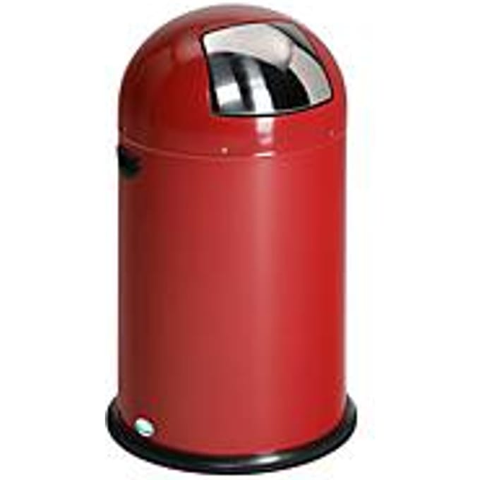 VAR afvalbak, 40 liter, stalen binnenemmer, metalen handvat, rood