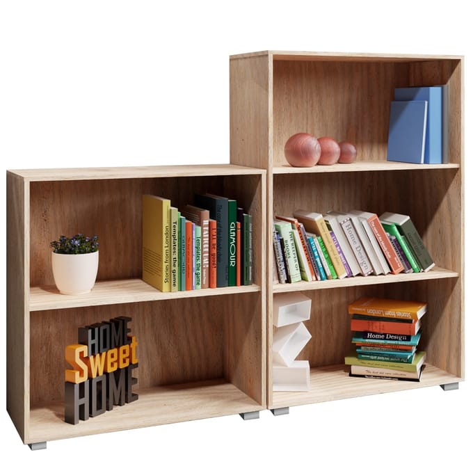Casaria Boekenkast Set van 2 / 3+2 Vakken – MDF Verstelbaar – Eiken