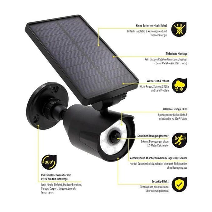 Panta Safe Light Solar LED - 8 high-power LEDs - up to 7.5 m range - weatherproof & robust - switch-off function - daylight sensor