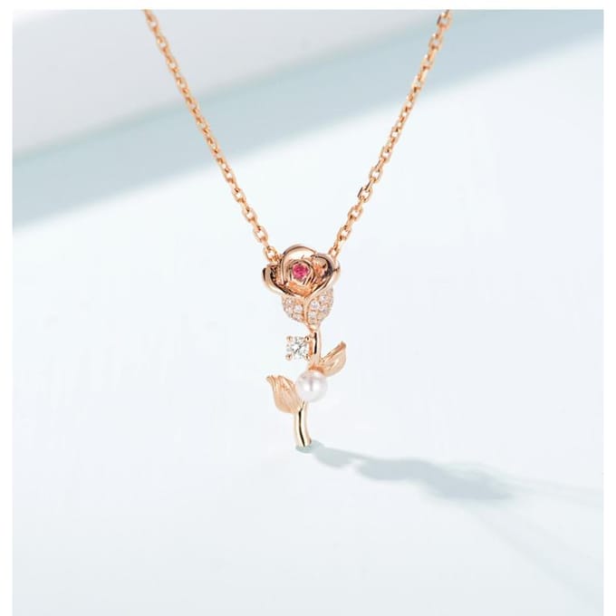 Hete Verkoop Roségoud Roosdauw Rood Diamanten Hanger beige