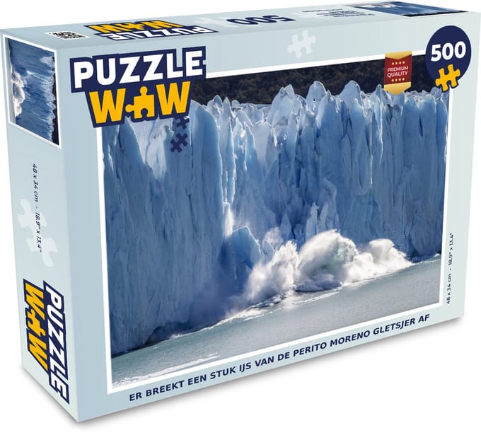 Puzzel Er breekt een stuk ijs van de Perito Moreno gletsjer af - Legpuzzel - Puzzel 500 stukjes