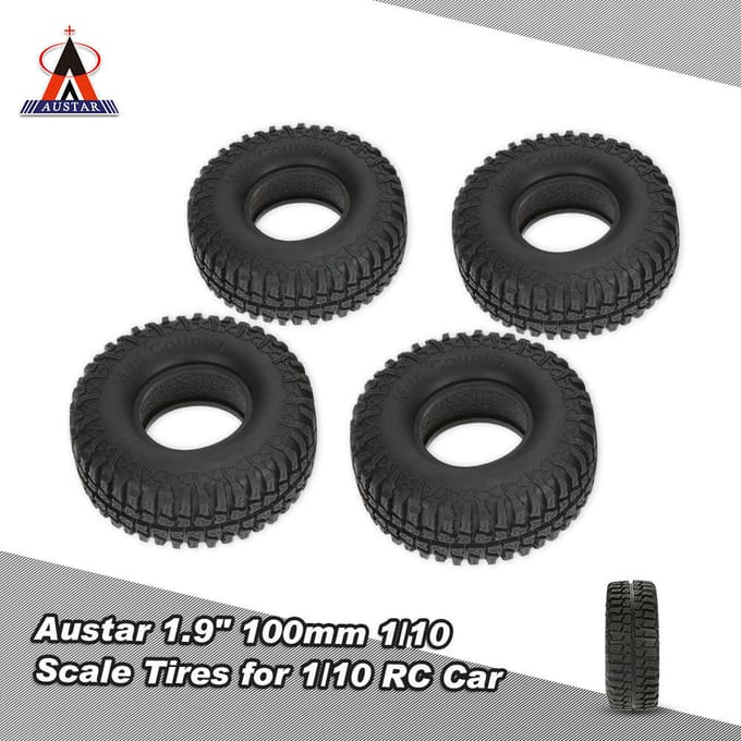 4 stuks Austar 1.9 100 mm 1/10 llanta's voor 1/10 RC4WD D90 RC Rock Crawler 4 Pcs zwart