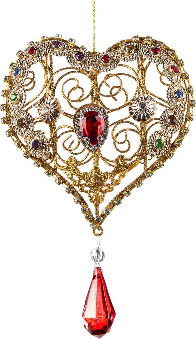 Goodwill Moederdag hanger Hart met Juwelen Goud-Rood 15 cm