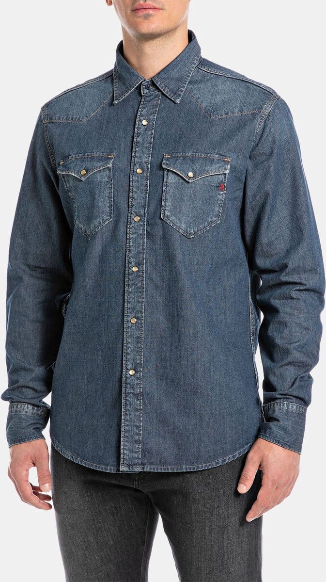 Replay M4981.000.26c70a Overhemd Met Lange Mouwen Blauw M Man