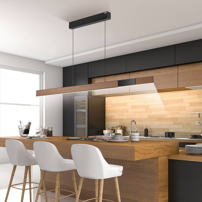 Neuhaus PURE - Hanglamp e-Lift + e-Slide L 120-200 cm zwart hout