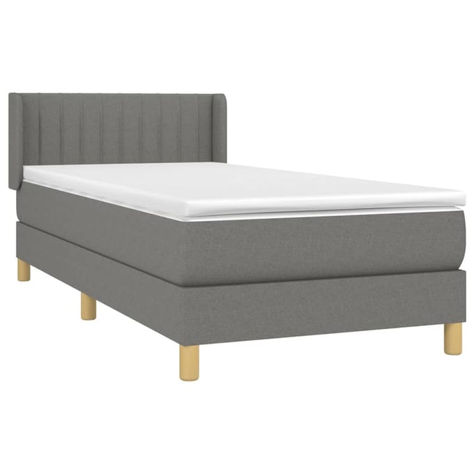 vidaXL - Boxspring - met - matras - stof - donkergrijs - 90x190 - cm
