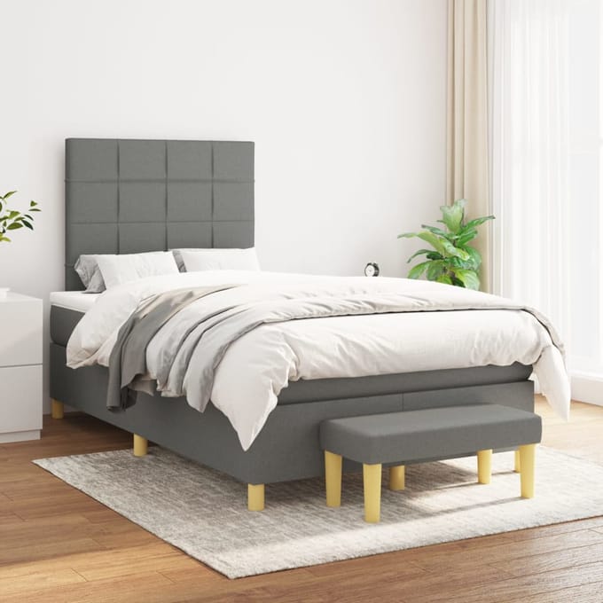vidaXL - Boxspring - met - matras - stof - donkergrijs - 120x200 - cm